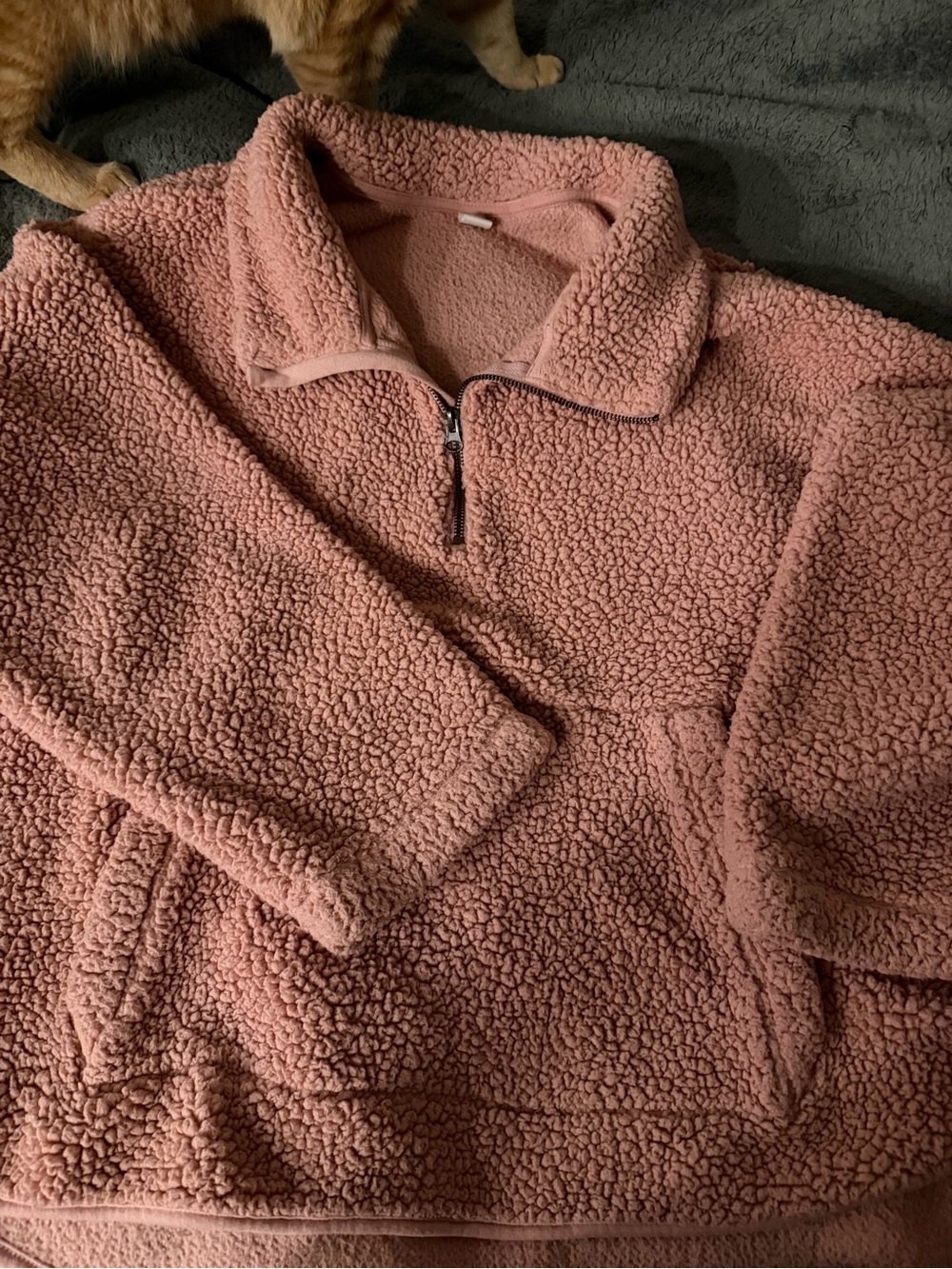 Old Navy Half-Zip Sherpa Pullover | Dusty Rose | Previously Loved